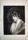 Original Old Antique Print 1881 Eglantine Young Woman Portrait Flower Dress 19th