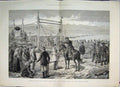 Original Old Antique Print Russian Convicts Escort River Yenisel In Siberia 1882
