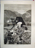 Original Old Antique Print Dangerous Hug Incident Bear Hindoo Koosh 1885 19th