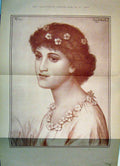 Old Antique Print Beautiful Lady Portrait Spring Flowers Alfred Ward 1884 19th