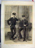 Original Old Antique Print 1878 Young Sailor Princes Ship Britannia Uniforms