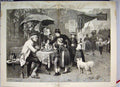 Original Old Antique Print The Wheel Fortune Street Side Show Stall 1876 19th
