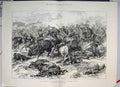 Original Old Antique Print 1877 End Kaceljevo Battle Charge Turkish Cavalry 19th