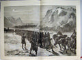 Original Old Antique Print 1885 Troops Marching Ice Nepigon Bay Lake Superior