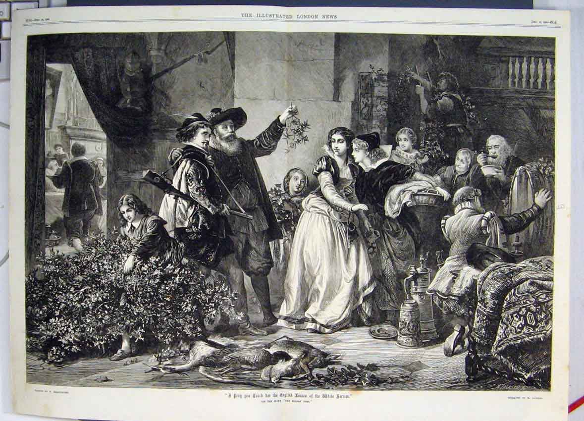 Original Old Antique Print 1868 Story Gen Comb English Lesson White Berries 19th