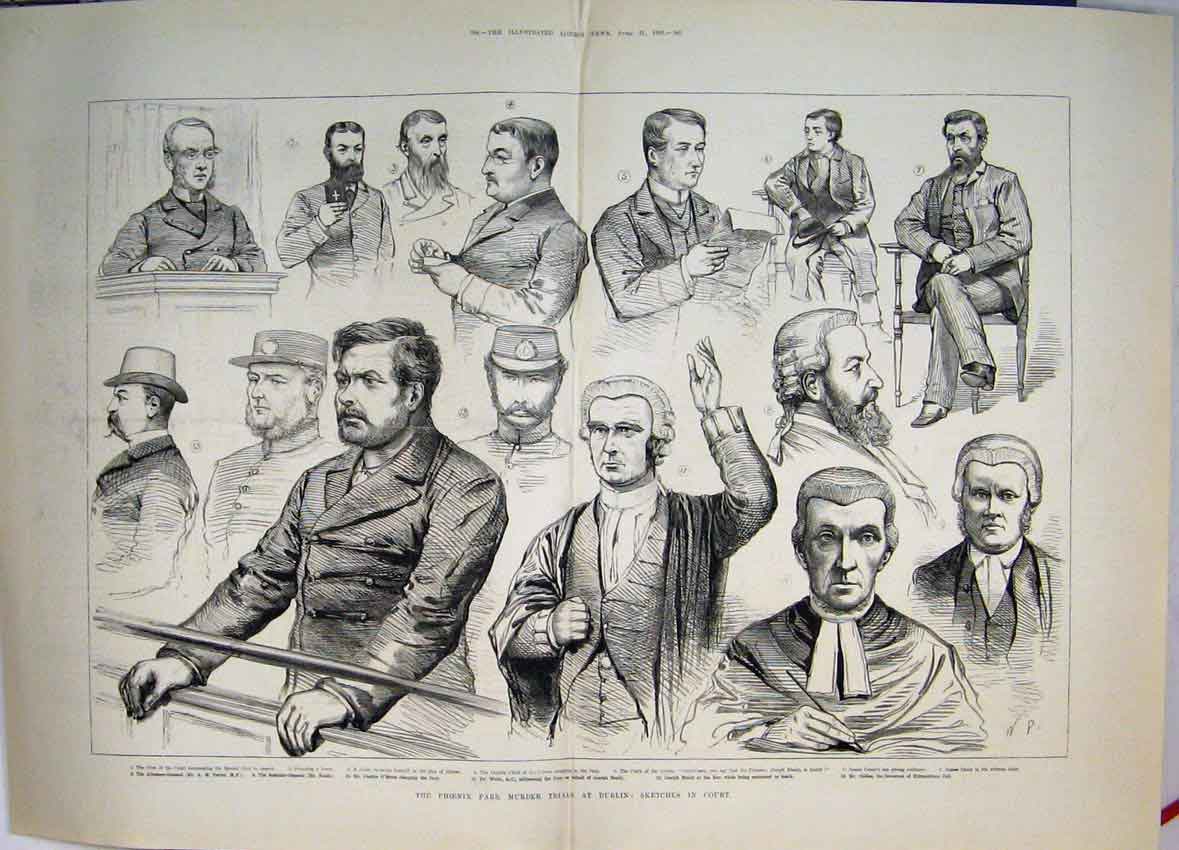 Original Old Antique Print 1883 Phoenix Park Murder Joseph Brady Sentence Death