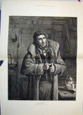 Original Old Antique Print 1882 Erskine Nicol Man Puzzles By Something Victorian