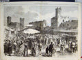 Original Old Antique Print 1868 Royal Visit Upper Castle Yard Carnarvon 19th