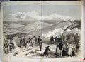 Original Old Antique Print 1870 Easter Monday Volunteer Review Battlefield 19th