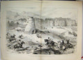 Original Old Antique Print 1885 Persian Border Turkoman Raid Tower Refuge 19th