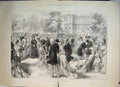 Original Old Antique Print 1881 Royal Garden Party Marlborough House Victorian