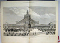 Original Old Antique Print Grand Entrance Vienna Exhibition Palace 1873 19th
