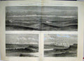 Original Old Antique Print North West Canada Rocky Mountains Bow River 1881 19th