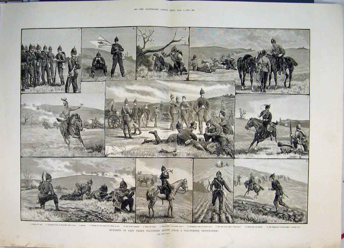 Original Old Antique Print Incidents Last Years Volunteer Reviews 1882 Victorian
