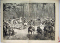 Original Old Antique Print A Royal Meet At Potsdam Hounds Horses Riders Children