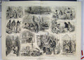 Original Old Antique Print Train Across America New York San Francisco 1876 19th