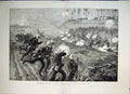 Original Old Antique Print 1882 Reconnaissance Force Kindji Osman Charge Rifles