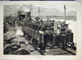 Original Old Antique Print 1882 War Egypt Railway Train Armoures River Sketch