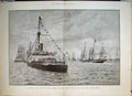 Original Old Antique Print 1889 Royal Yacht German Emperor British Fleet Ships