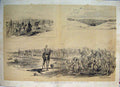 Old Antique Print 1885 Khartoum Relief Korti Metammeh Desert Camels Sepia 19th