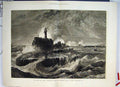 Original Old Antique Print Storms Floods Admirality Pier Dover Lighthouse 1877