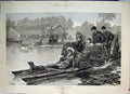 Old Antique Print Royal Picnic Virginia Water Canal Boat Dog Geese 1881 19th