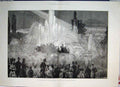 Original Old Antique Print International Health Exhibition Fountains Night 1884