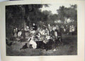 Old Antique Print 1881 Village Holiday Families Picnic Country Park Dogs 19th