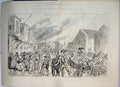 Original Old Antique Print War Egypt 1882 Street Scene People Siers Marching