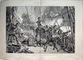 Original Old Antique Print 1888 Lord Howard Ark Royal Ship Spanish Armada War