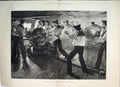 Old Antique Print 1884 Sketch On Board Man War Ship Trying Range Fine Art 19th