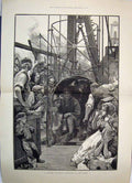 Old Antique Print 1882 Colliery Explosion Volunteers Rescue Mine Lift Art 19th