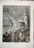 Original Old Antique Print 1893 Lord Mayor Banquet Guildhall Chef Carving Food