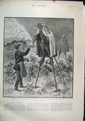 Old Antique Print 1897 Winter French Landes Rural Postman Stilts Rounds 19th