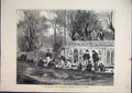 Original Old Antique Print 1871 Sketch Isis River Oxford Crew Boat Men Trees