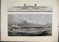 Original Old Antique Print 1872 Proposed Channel Ferry Steamer Boat Sea Scene