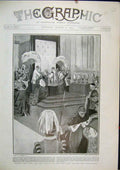 Original Old Antique Print 1903 Robing Pope Cardinals Mass Before Coronation
