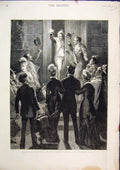 Original Old Antique Print Character Sketches United States Surprise Party 1879