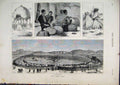 Original Old Antique Print Zulu War Kings Kraal Myango Arms Women Pumpkins 1879