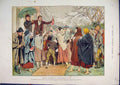 Old Antique Print 1878 Colour Scene Essie Deegan Christmas Eve Poor Meat 19th