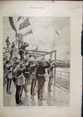 Original Old Antique Print Officers Colonial Troops 1897 Dunera Saluting Royal