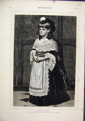 Original Old Antique Print Little Wisdom Young Girl Beautiful Dress 1877 19th