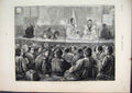 Original Old Antique Print 1873 Interior Japanese Theatre Men Woman Watching