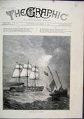 Original Old Antique Print Ships Travelling Stormy Sea England America 1869