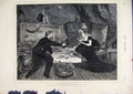 Original Old Antique Print 1873 Breakfast Artist Studio Man Woman Tea Fine Art
