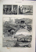 Original Old Antique Print Wynaad GFields Southern India Coffee Store 1880 19th