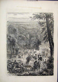Original Old Antique Print Ascot Races 1871 Avenue Windsor Park Cup Day Horses