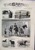 Original Old Antique Print 1880 Sketches Islington Horse Show Arab Jumping Nag