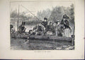 Original Old Antique Print 1871 Family Punt Fishing River Thames Country Scene