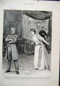 Old Antique Print Fringe Society 1892 New Play Criterion Theatre Langtry 19th
